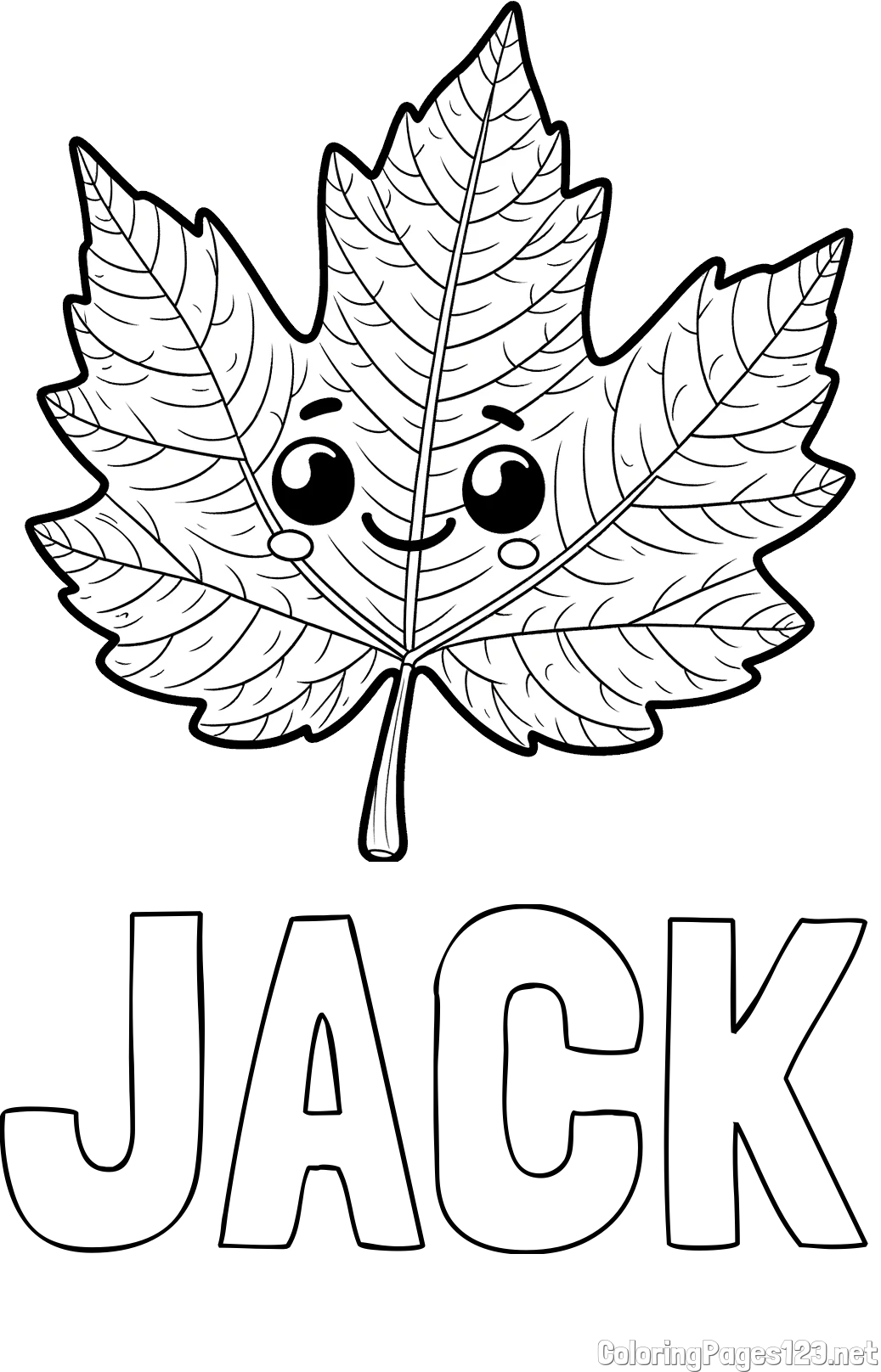 JACK Coloring Page and Smiling Leaf Coloring Page for Kids