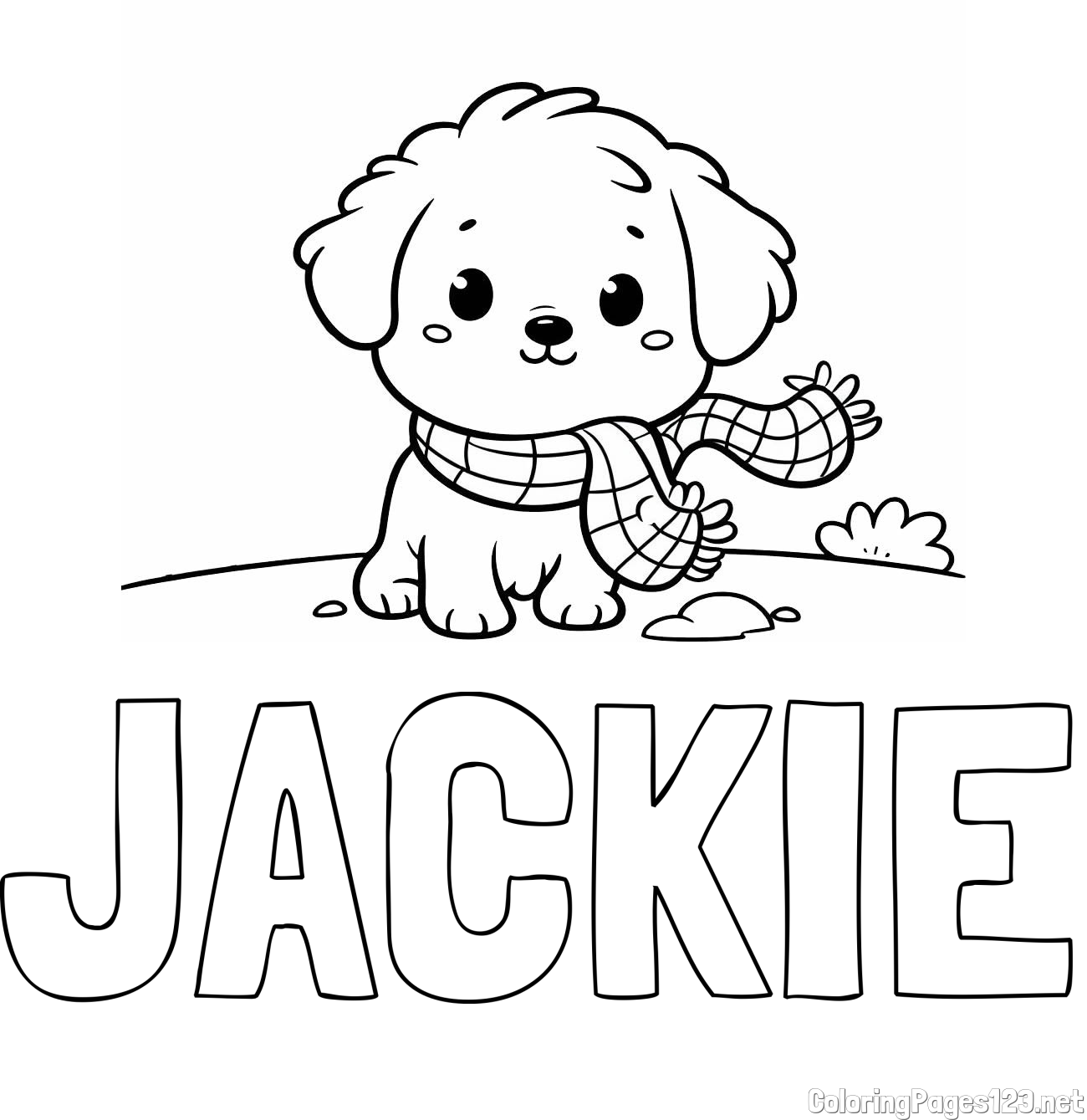 JACKIE Coloring Page and Coloring Page of an Adorable Puppy