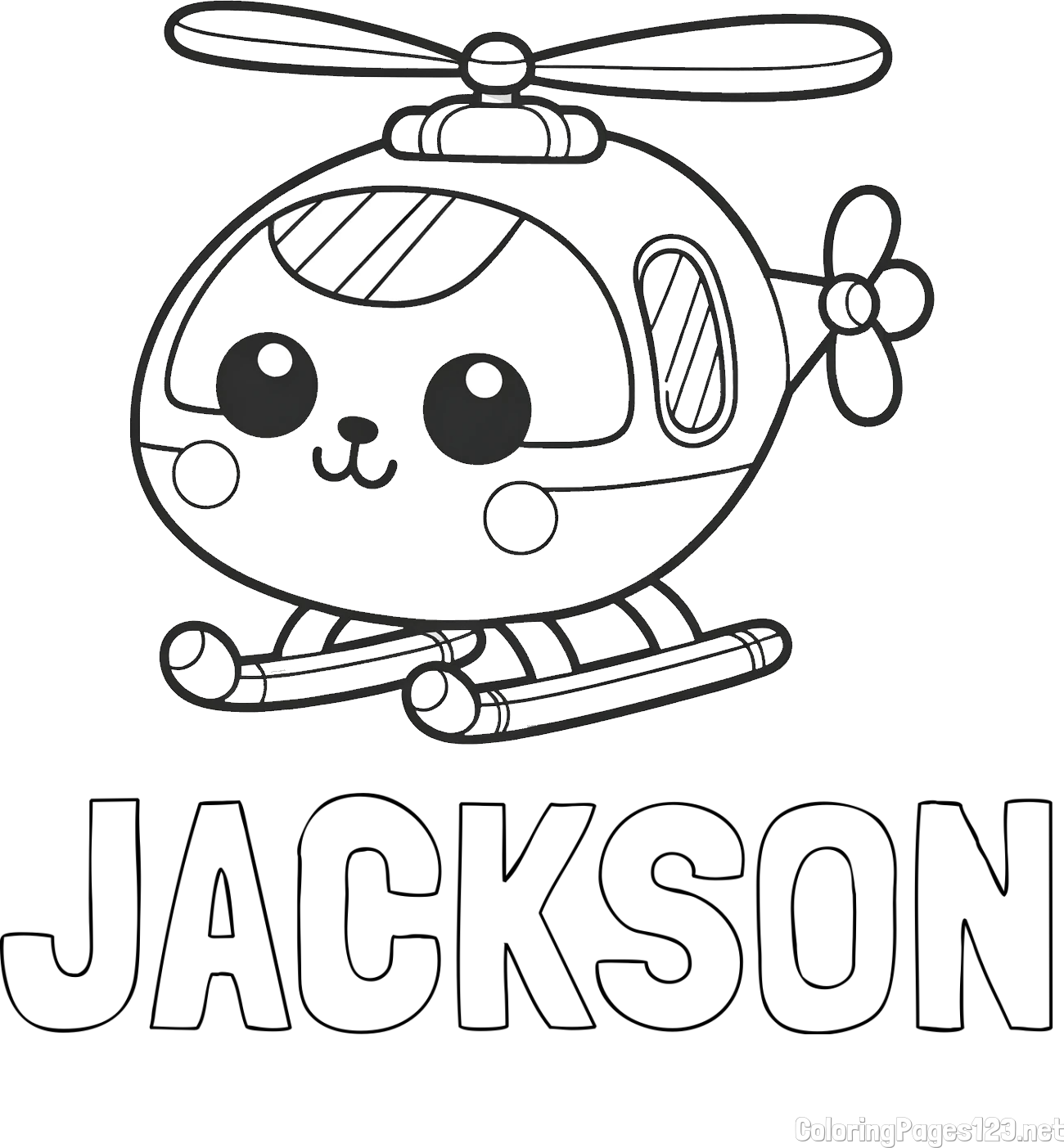 JACKSON Coloring Page alongside Easy Coloring Page of a Helicopter