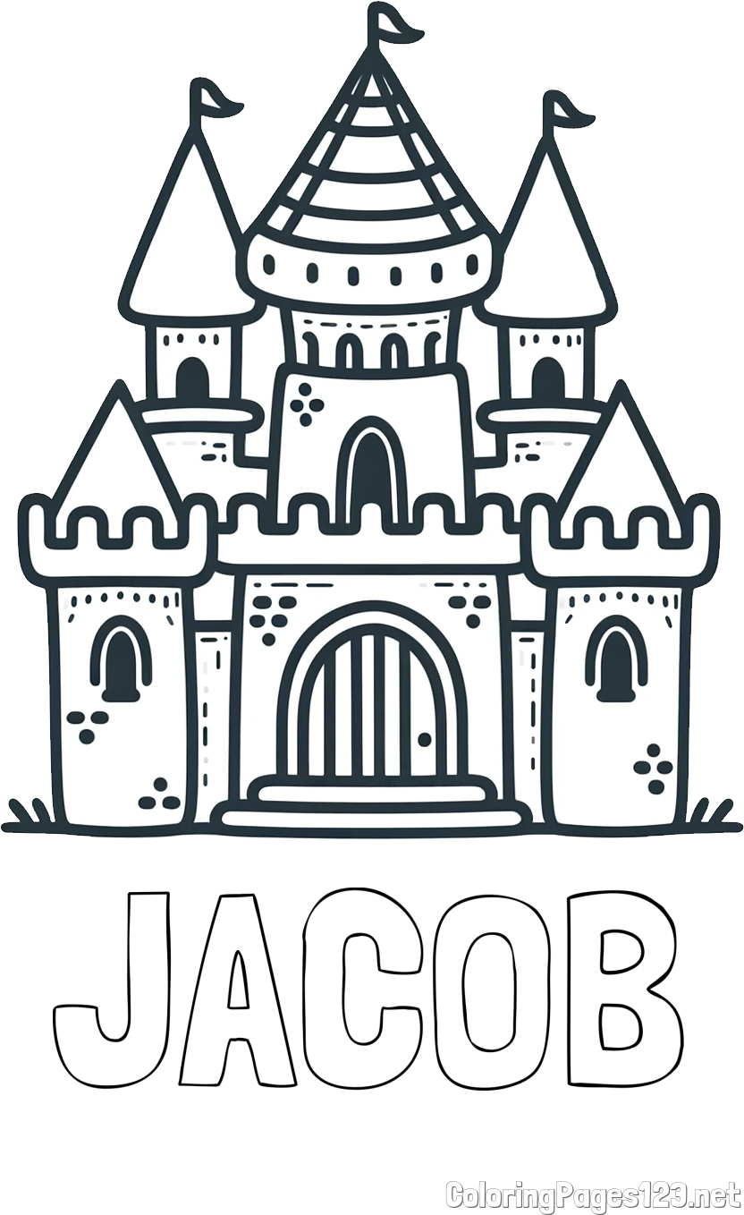 JACOB Coloring Page and Beautiful Castle Coloring Page for Kids