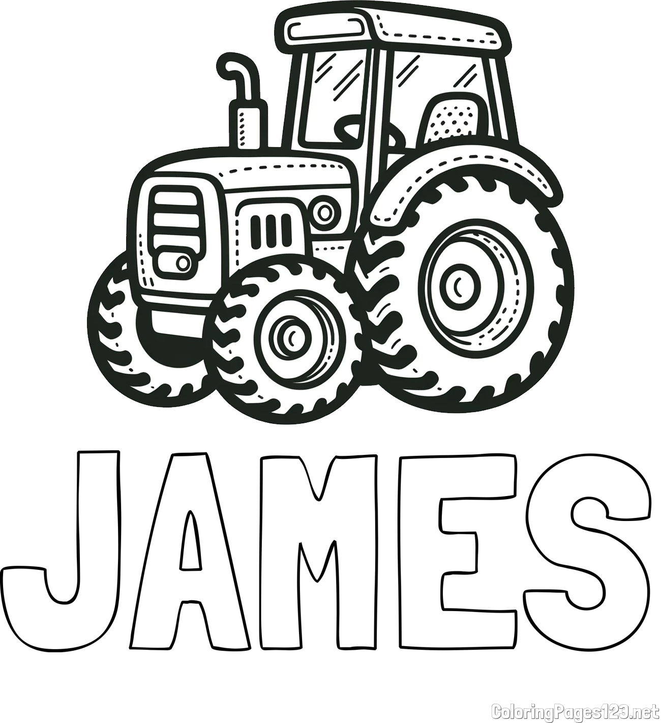 JAMES Coloring Page and Beautiful Tractor Coloring Page