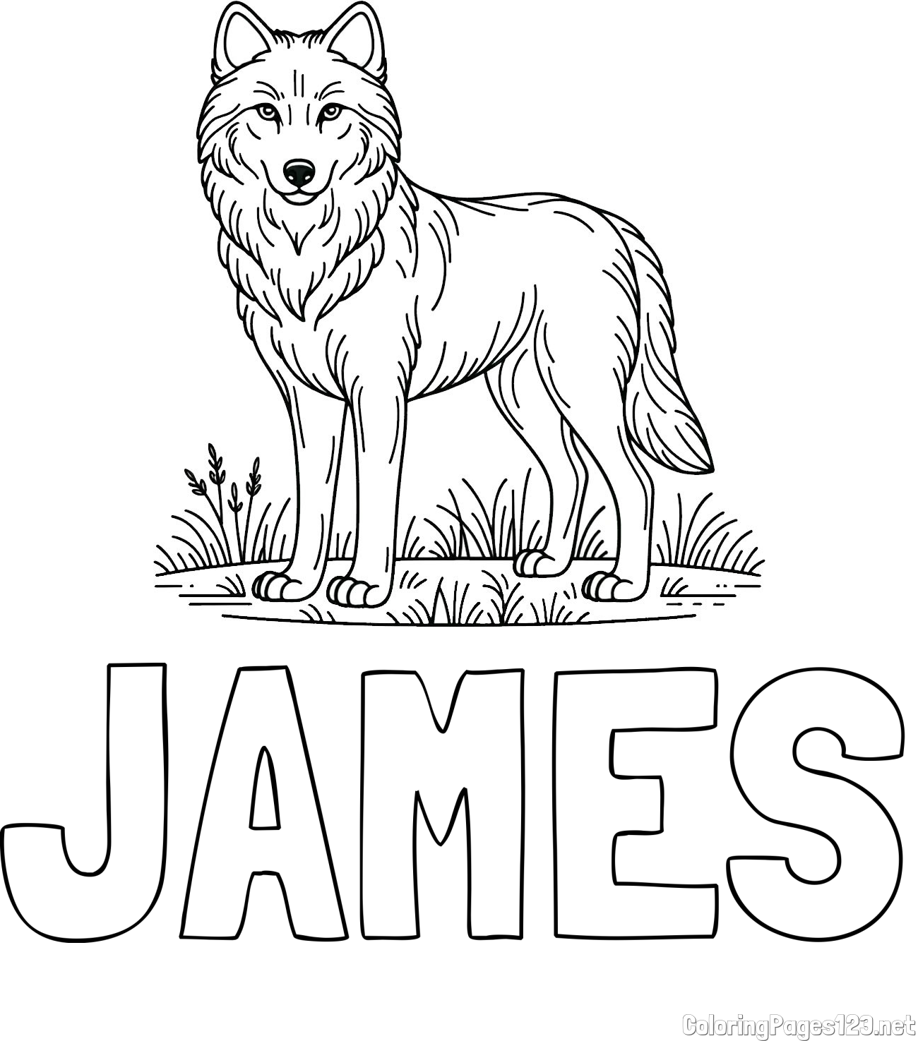 JAMES Coloring Page and Wolf Coloring Page