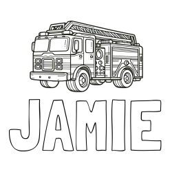 Online Created Coloring Page - JAMIE Coloring Page and Coloring Page of a Huge Fire Truck