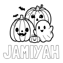 Online Created Coloring Page - JAMIYAH Coloring Page and Halloween Pumpkin and Ghost Coloring Page
