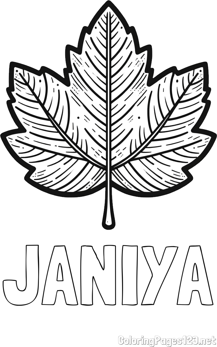 JANIYA Coloring Page and Autumn Leaf Coloring Page