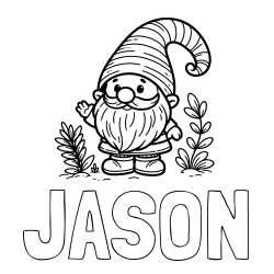 JASON Coloring Page alongside Cute Gnome Coloring Page