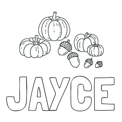 Online Created Coloring Page - JAYCE Coloring Page and Autumn Harvest Coloring Page - Acorns and Pumpkins