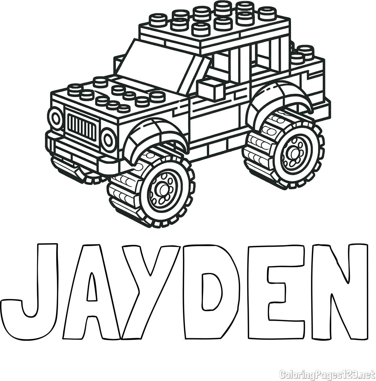 JAYDEN Coloring Page and LEGO Jeep Coloring Page