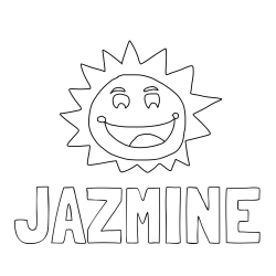 Online Created Coloring Page - JAZMINE Coloring Page and Coloring Page of a Cute Smiling Sun