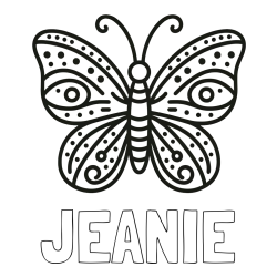 Online Created Coloring Page - JEANIE Coloring Page and Butterfly Coloring Page (Simple)