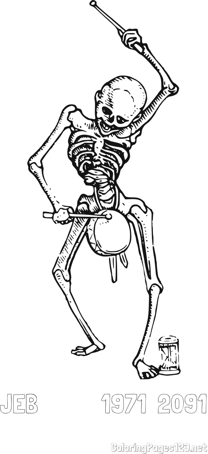 JEB            1971  2091 Coloring Page and Skeleton Playing Drums Coloring Page