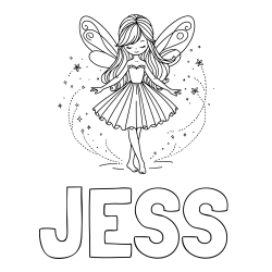 Online Created Coloring Page - JESS Coloring Page and Coloring Page of a Cute Magical Fairy