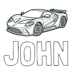 Online Created Coloring Page - JOHN Coloring Page and Coloring Page of a Fast Sport's Car