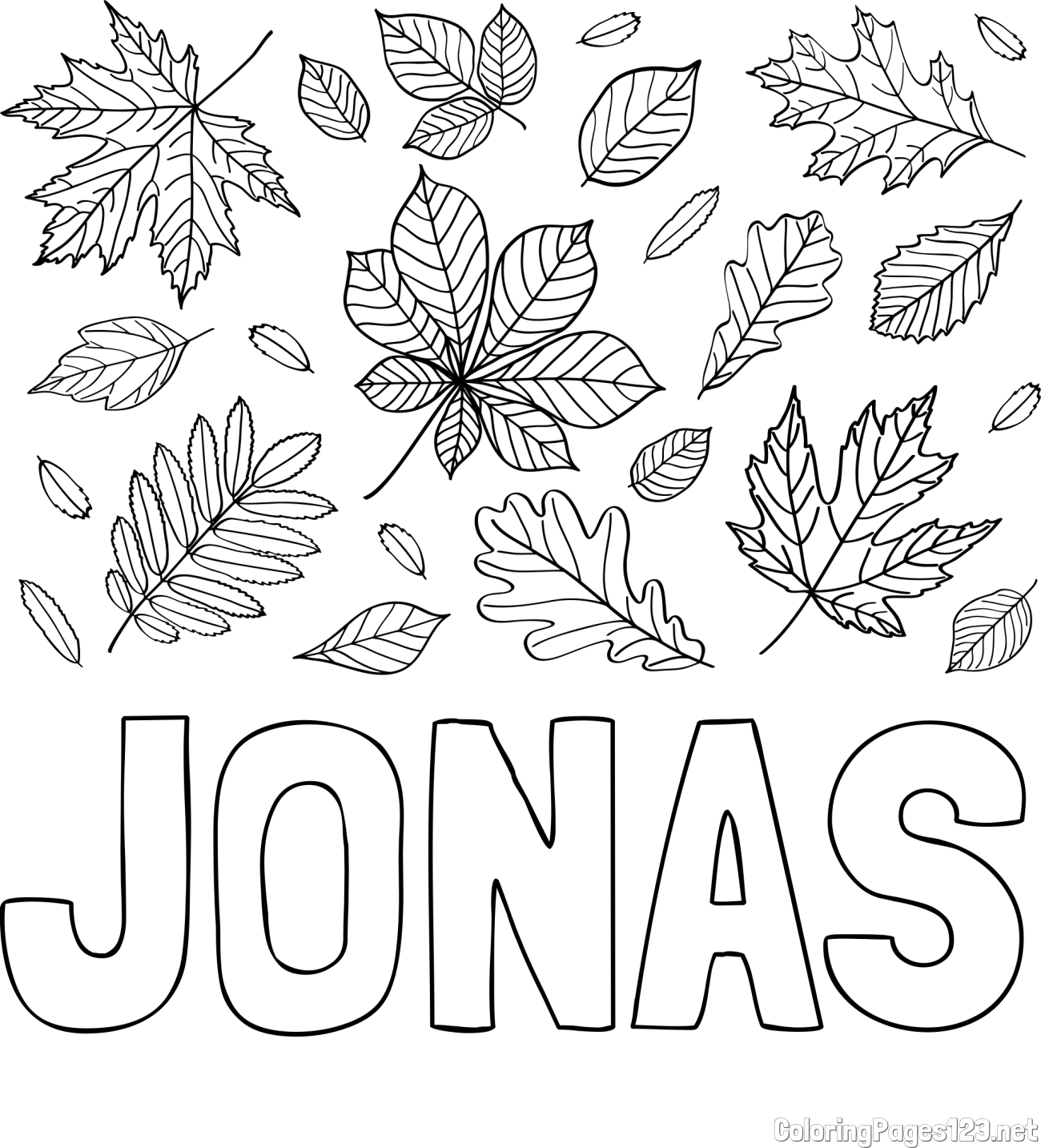 JONAS Coloring Page and Autumn Leaves Coloring Page