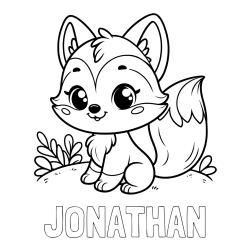 JONATHAN Coloring Page alongside Cute Fox Coloring Page