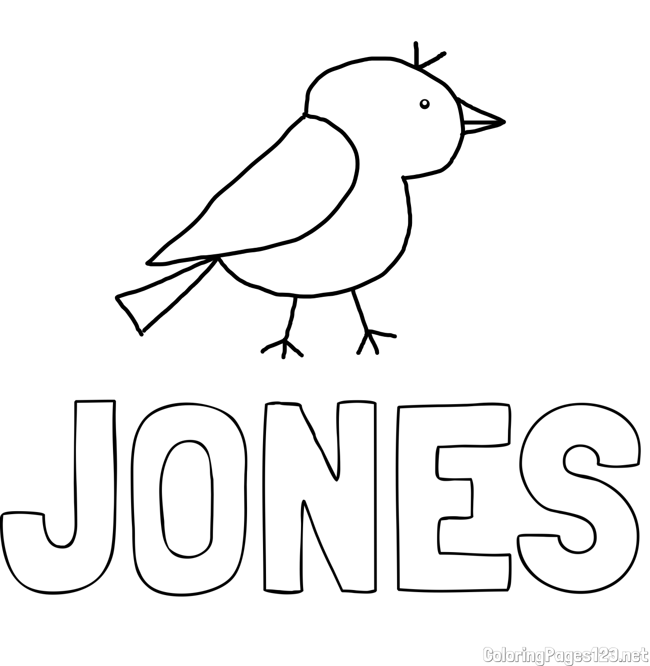 JONES Coloring Page and Easy Coloring Page of a Cute Bird