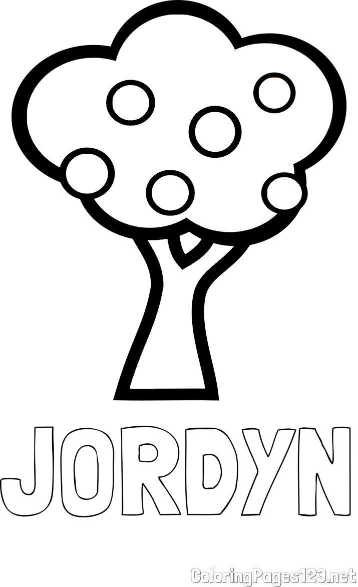 JORDYN Coloring Page and Apple Tree Coloring Page