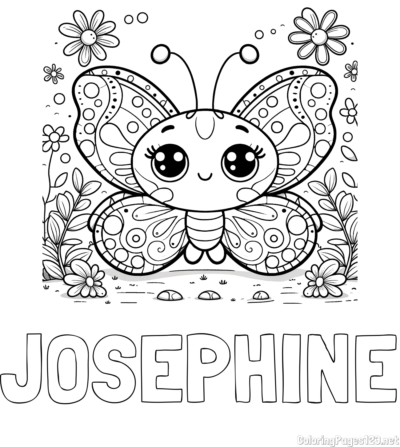JOSEPHINE Coloring Page and Cute Butterfly Coloring Page