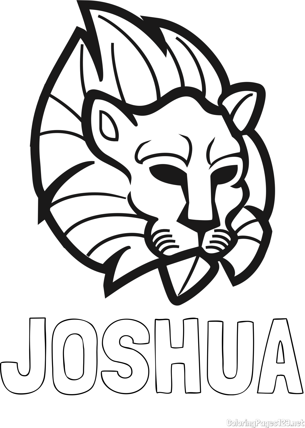 JOSHUA Coloring Page and Abstract Lion Face Coloring Page