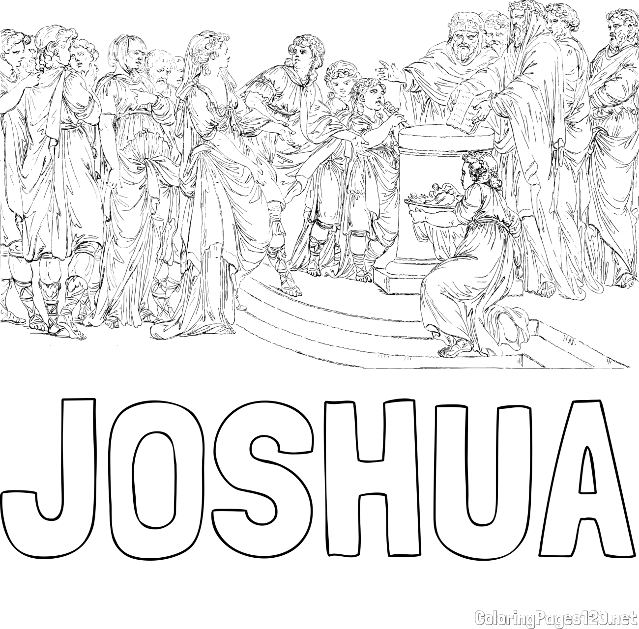 JOSHUA Coloring Page and Adult Coloring Page of People