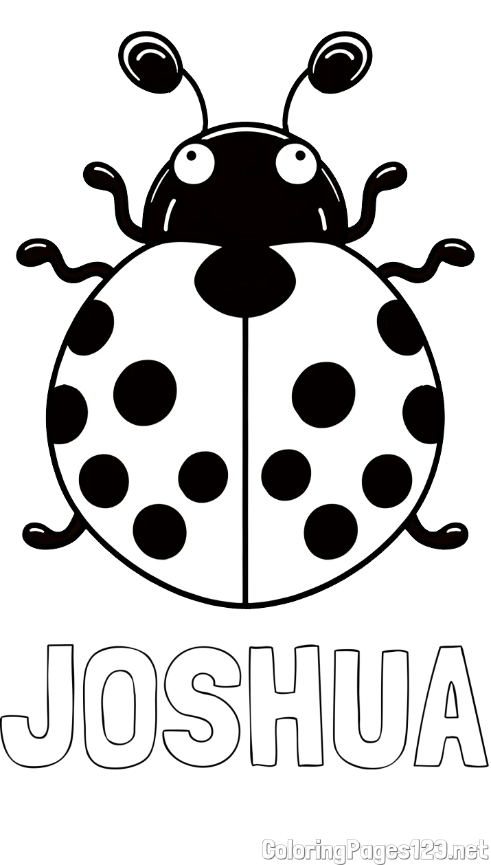 JOSHUA Coloring Page and Easy Ladybug Coloring Page