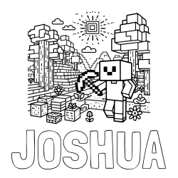 Online Created Coloring Page - JOSHUA Coloring Page and Minecraft World Coloring Page