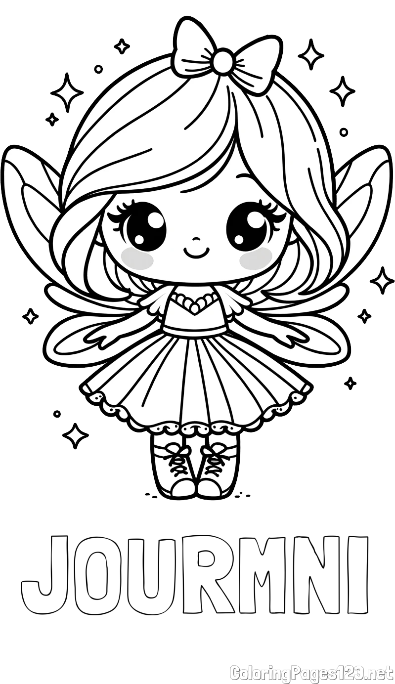 JOURMNI Coloring Page and Coloring Page of a Magical Fairy with a Cute Face