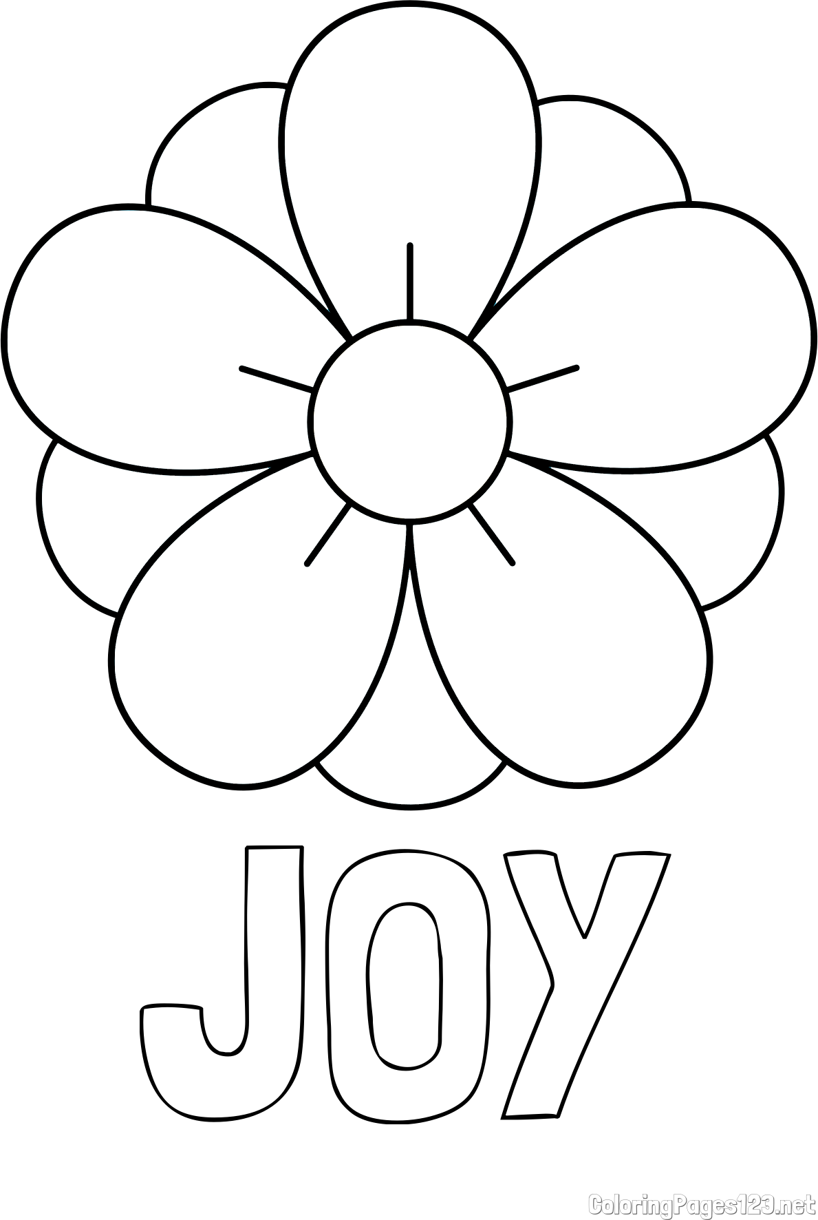 JOY Coloring Page alongside Flower Without Stem Coloring Page
