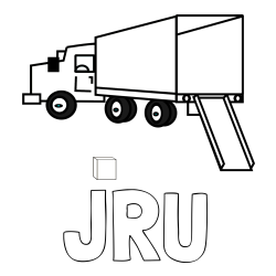Online Created Coloring Page - JRU Coloring Page and Kids' Truck Coloring Page with Open Trailer