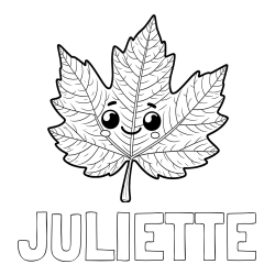 Online Created Coloring Page - JULIETTE Coloring Page and Smiling Leaf Coloring Page for Kids