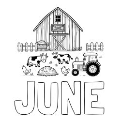 Online Created Coloring Page - JUNE Coloring Page and Kids Farm Coloring Page