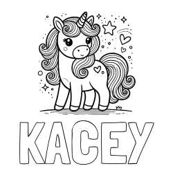 Online Created Coloring Page - KACEY Coloring Page and Cute Unicorn Coloring Page