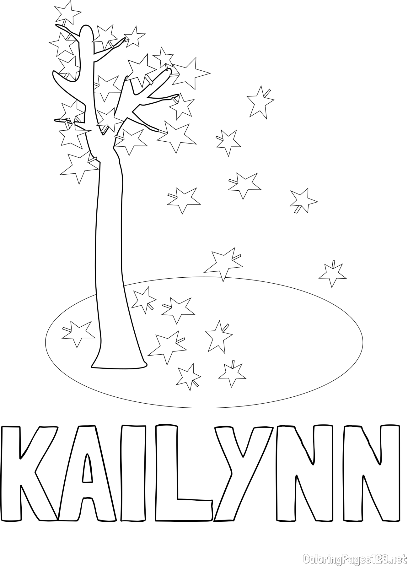 KAILYNN Coloring Page and Autumn Tree Coloring Page for Kids
