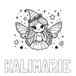 Online Created Coloring Page - KALIMARIE Coloring Page and Coloring Page of a Cute and Smiling Magical Fairy