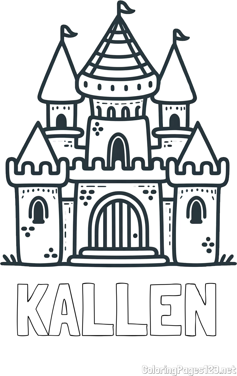 KALLEN Coloring Page and Beautiful Castle Coloring Page for Kids