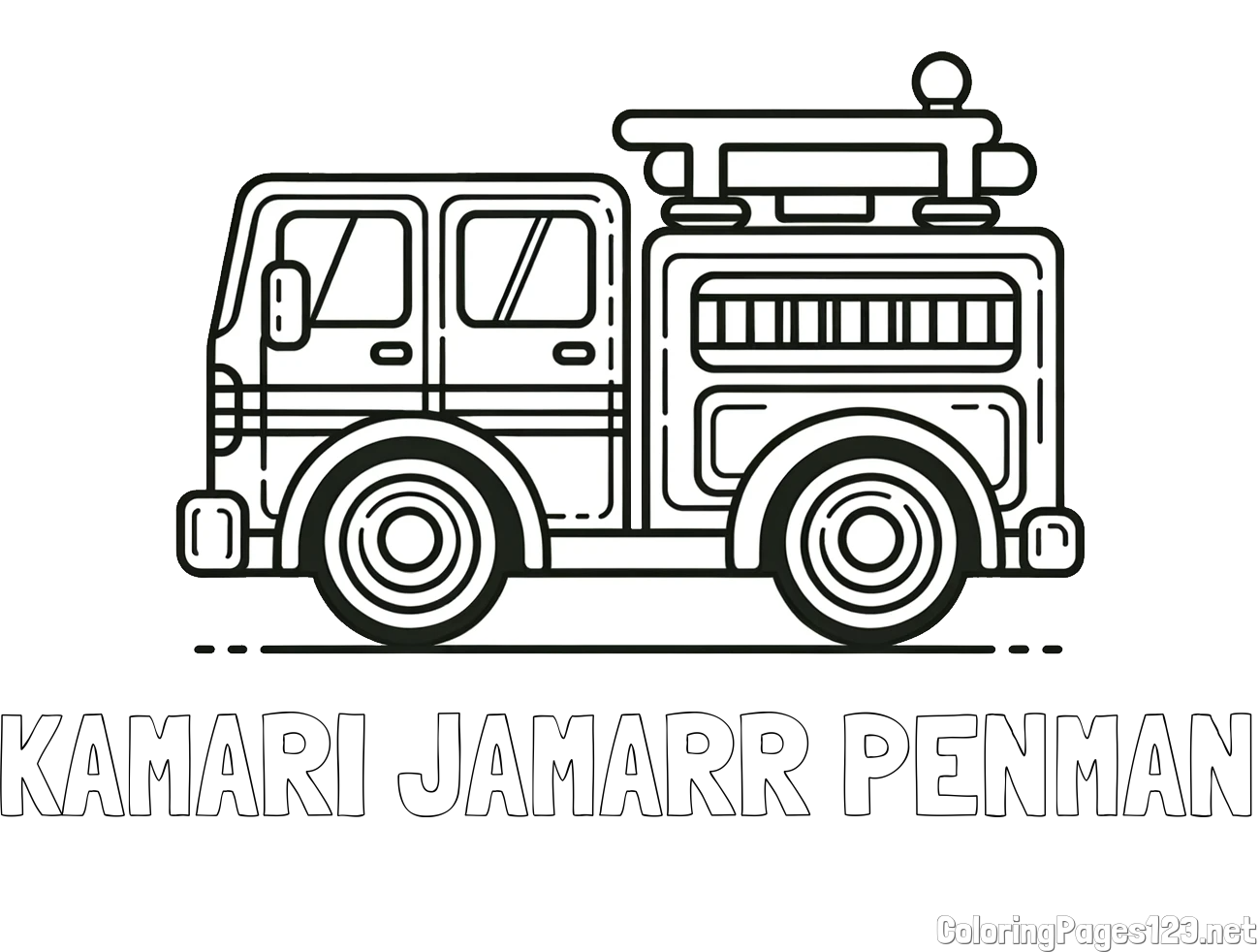 KAMARI JAMARR PENMAN Coloring Page and Easy Kids Coloring Page of a Fire Truck