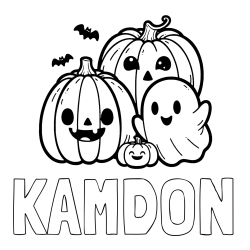Online Created Coloring Page - KAMDON Coloring Page and Halloween Pumpkin and Ghost Coloring Page