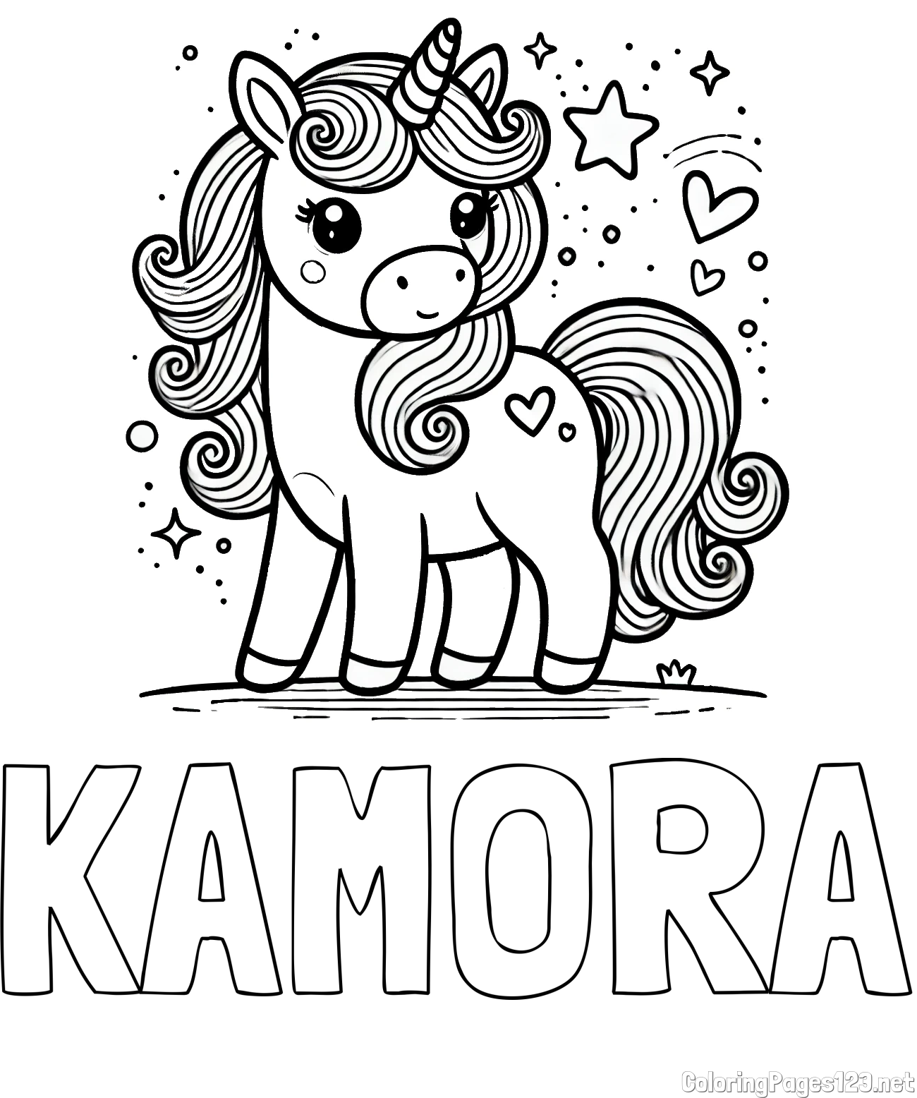 KAMORA Coloring Page and Cute Unicorn Coloring Page