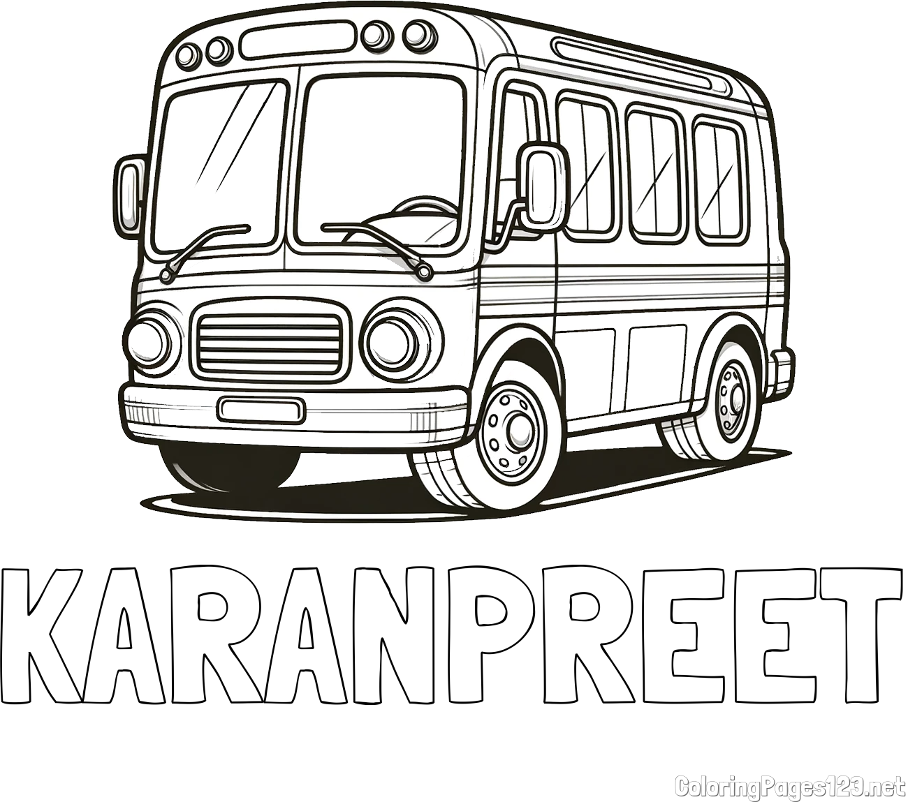 KARANPREET Coloring Page and Coloring Page of a Big Bus