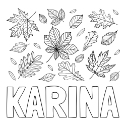 Online Created Coloring Page - KARINA Coloring Page and Autumn Leaves Coloring Page