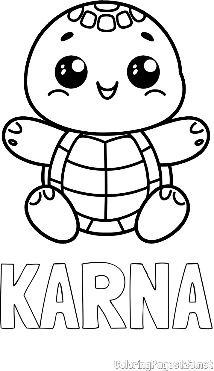 KARNA Coloring Page and Easy Coloring Page of Turtle
