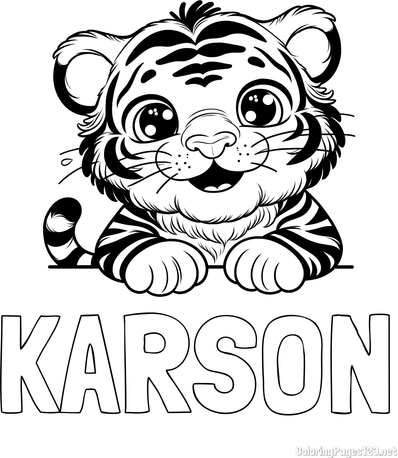 KARSON Coloring Page and Tiger Cub Coloring Page