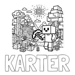 Online Created Coloring Page - KARTER Coloring Page and Minecraft World Coloring Page