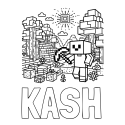 KASH Coloring Page alongside Minecraft World Coloring Page