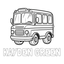 Online Created Coloring Page - KAYDEN GREEN Coloring Page and Children's Coloring Page of a Bus