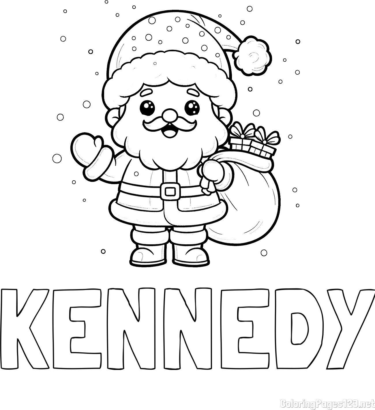 KENNEDY Coloring Page alongside Free Coloring Page of Santa Claus with Presents