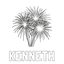 Online Created Coloring Page - KENNETH Coloring Page and Beautiful Fireworks Coloring Page