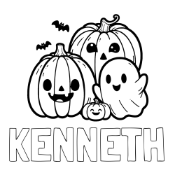 Online Created Coloring Page - KENNETH Coloring Page and Halloween Pumpkin and Ghost Coloring Page