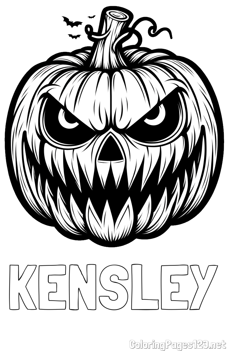 KENSLEY Coloring Page and Evil Pumpkin Face Coloring Page