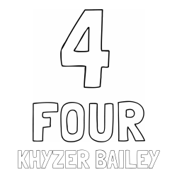 Online Created Coloring Page - KHYZER BAILEY Coloring Page and Coloring of the Number Four (4) with the Written Name